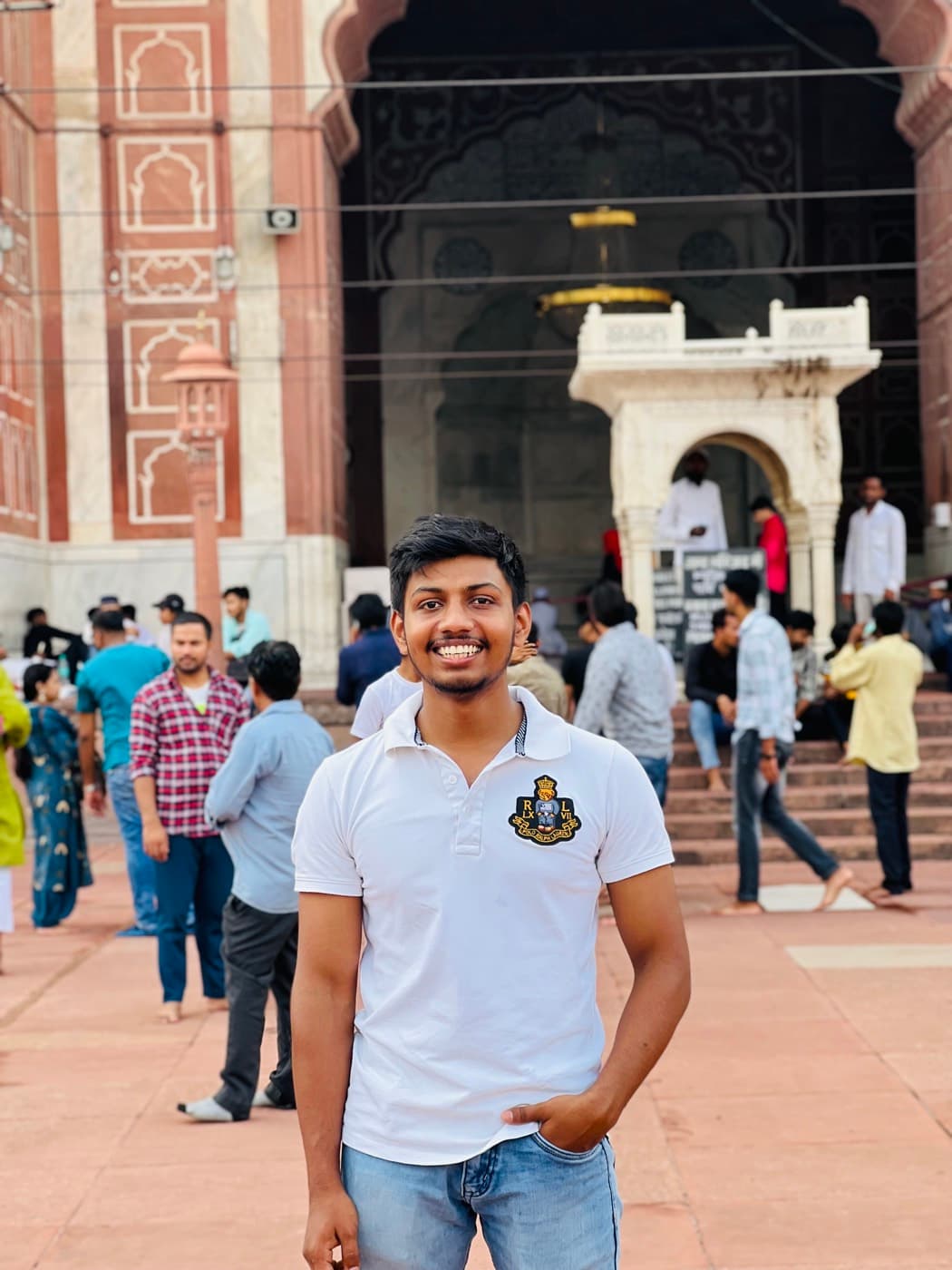 Aftab in front of Jama Masjid in Delhi.